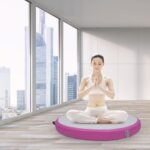Aufblasbare Sport-Yoga-Trainings-Gymnastikmatte mit Pumpe, 100*10cm, Rosa