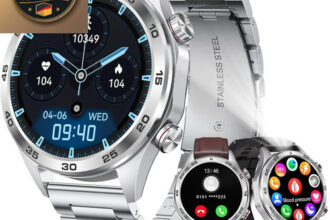 Smartwatch Herren Fitness Armbanduhr Blutdruckmessung Wasserdicht