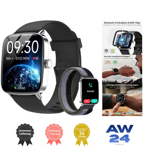 Smartwatch Yoever 1.85 Zoll Wasserdicht Fitness