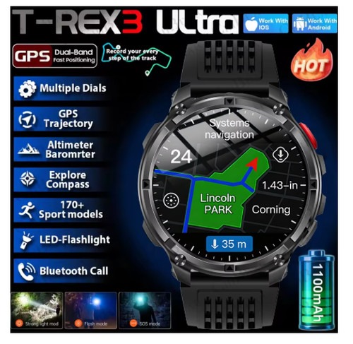 T-Rex3 Pro Smartwatch 1100mAh GPS Outdoor